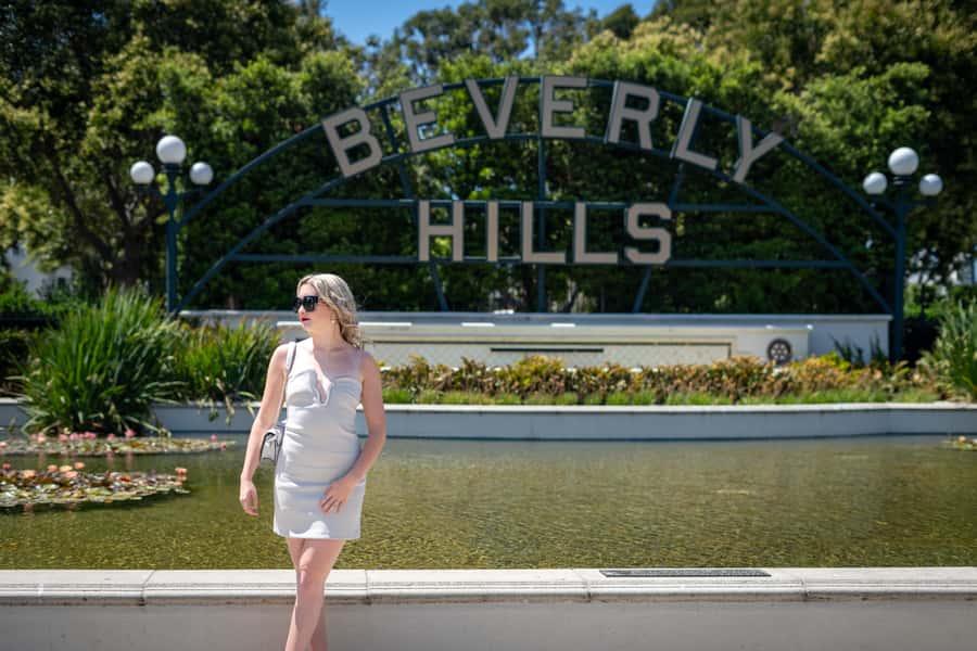 Beverly Hills: Photoshoot with Edited Images - Walking the palm-lined streets