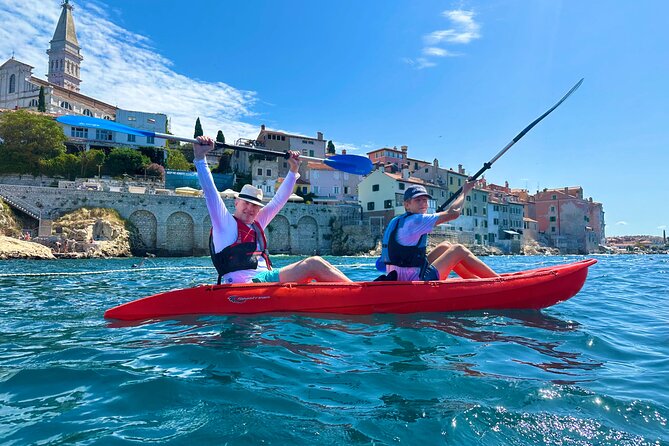 BUBA-Kayak Tours Rovinj FREE-drinks,pictures,snorkeling equipment - Walking the cliffs and choosing your jump
