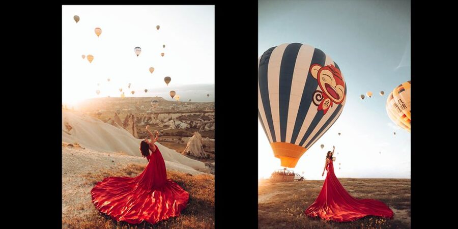 Cappadocia: PhotoShoot with Balloons. Flying Dress included. - Uçhisar: stone scenery and wide views
