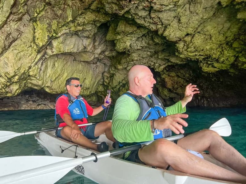 Capri: Caves and Beaches Kayaking Tour with GoPro Photos - Passing the Arch of the Star toward the Faraglioni