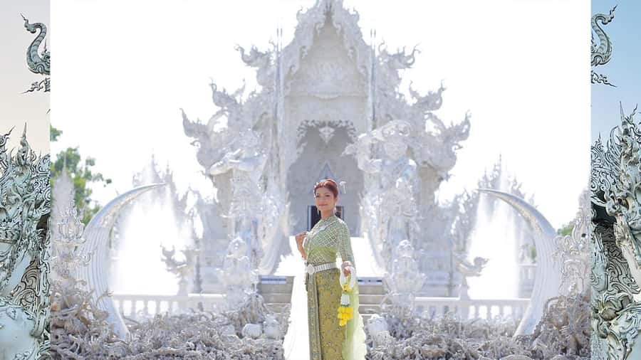 Chiang Rai:Photos of traditional Thai costumes,White Temple - Communication and group style
