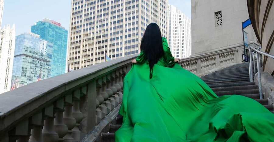 Chicago Luxury Flying Dress Photoshoot - Starting at The Chicago Theatre