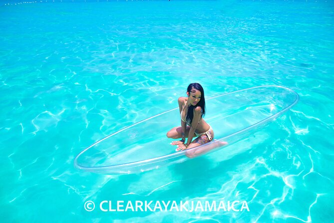 Clear Kayak Drone Video & Photoshoot near Ocho Rios Jamaica - Posing for the drone above 2 to 3 feet of water
