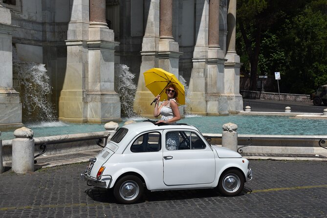 Fiat 500 Private Photoshoot with a Roman, pickup included - Gianicolo and the Acqua Paola fountain