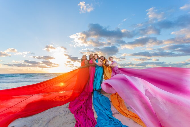 Flying dress photoshoot cancun - Playa Delfines: Open Ocean and Big Sky