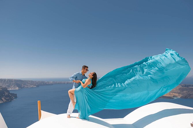 Flying Dress Photoshoot in Santorini - Dresses, Assistants, and the Finished Photographs
