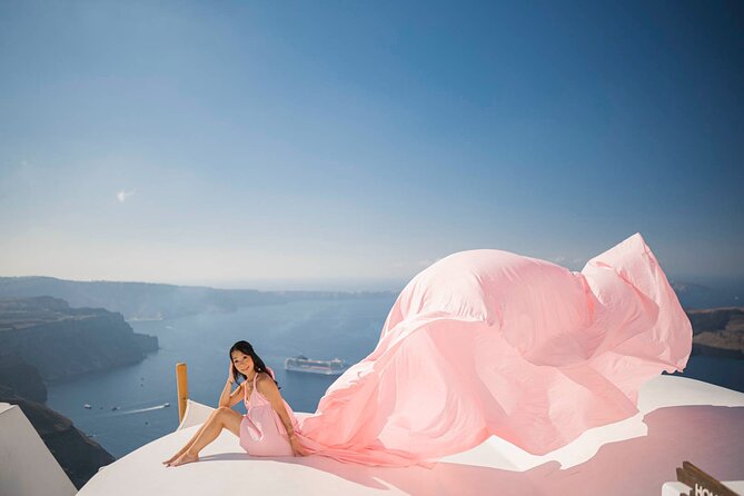 Flying Dress Photoshoot in Santorini - Pickup, Cruise Days, and Meeting at Anogi Restaurant