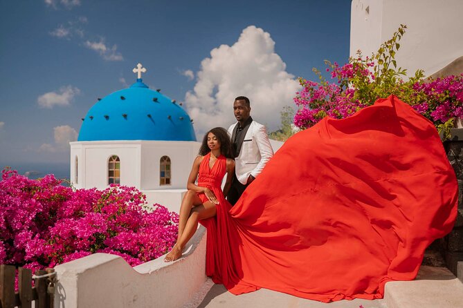 Flying Dress Photoshoot in Santorini - Blue Dome Imerovigli: The Main Event