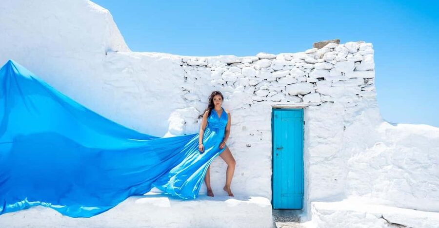 Flying Dress Photoshooting Mykonos - What the 50 edited photos add