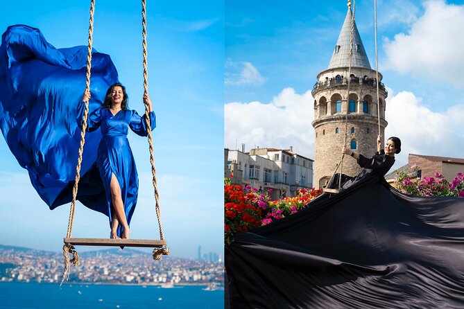 Flying Dress Rooftop Photoshoot in Istanbul (2Concepts, 1dress) - The dress, accessories, and posing