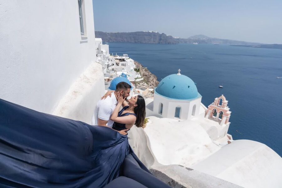 Flying Dress Santorini Photoshoot - What the photographer and assistant add