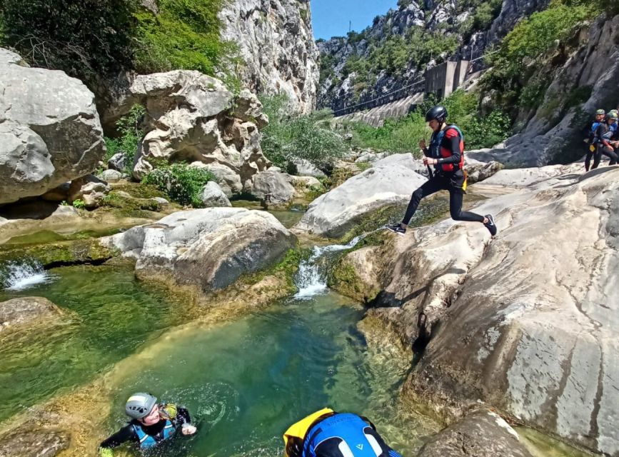 From Split/Omiš: Canyoning Cetina River + Free Photos/Video - The waterfall beneath the 50-meter drop