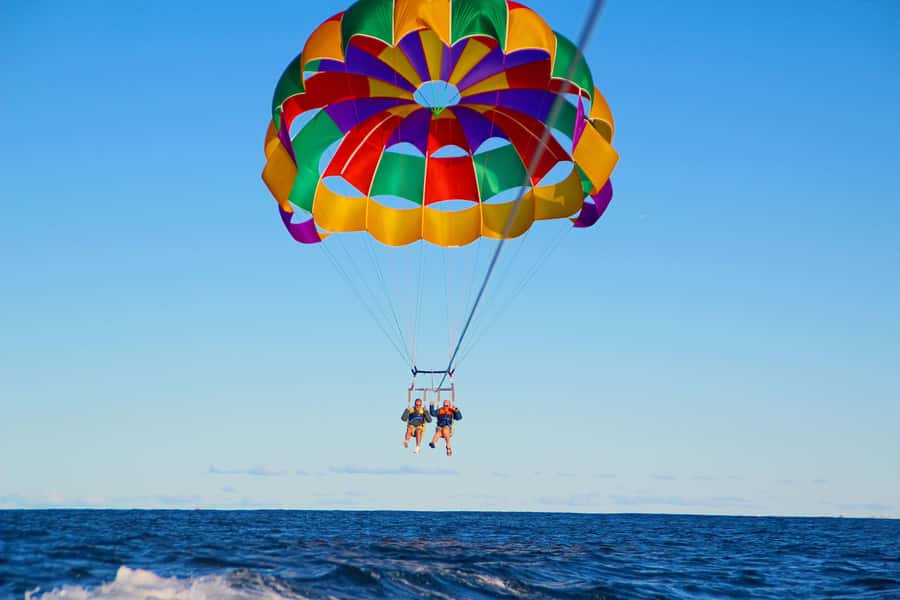 Gold Coast: Surfers Paradise Parasailing with Free Photos - The views toward South Stradbroke Island