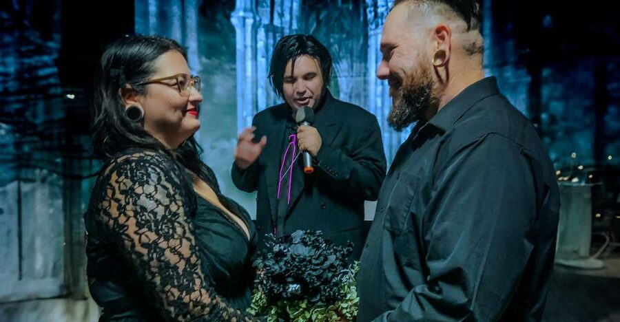 Las Vegas: Haunted House Wedding Ceremony + Photography - A haunted chapel with a very Las Vegas sense of theater
