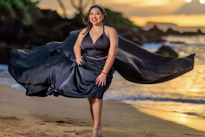 Maui Flying Dress Photoshoot Experience - A sunset portrait session at Wailea Beach