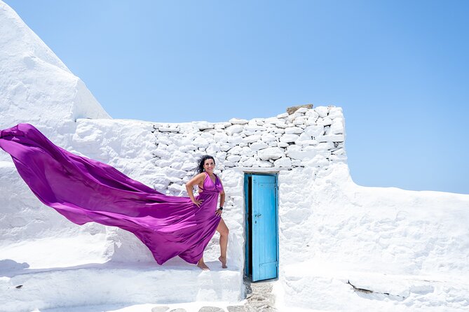 Mykonos Flying Dress Photoshoot - Couples, families, and solo portraits