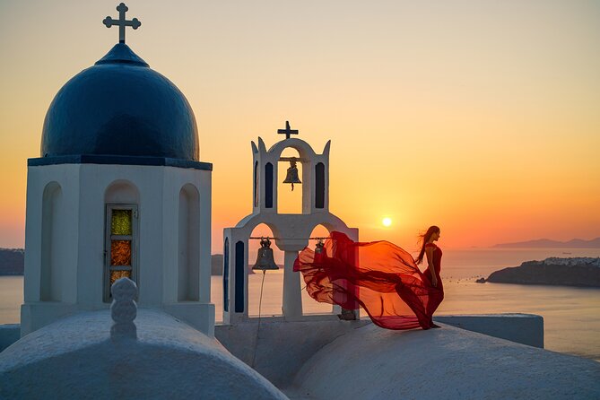 Private Flying Dress Photoshoot in Santorini - Why Imerovigli works for the setting