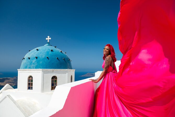 Professional Flying Dress Photoshoot In Santorini - Why Imerovigli is the right setting