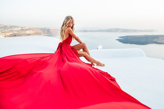 Professional Flying Dress Photoshoot In Santorini - Price and what you receive for $343.63