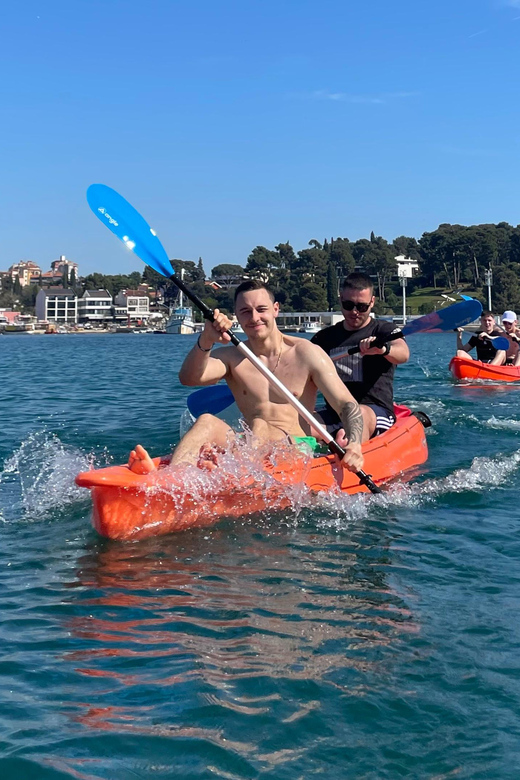 Rovinj:BUBA KAYAK TOURS:snorkeling,jumping,FREEdrinks&photos - Paddling toward Rovinj’s Old Town