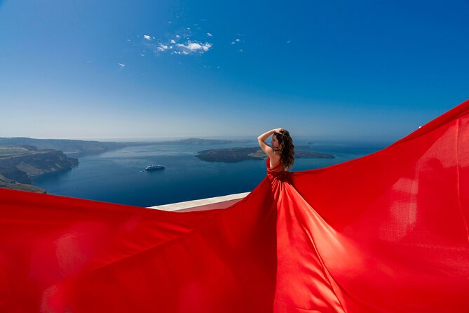 Santorini Flying Dress Photoshoot - A private session can help shy subjects