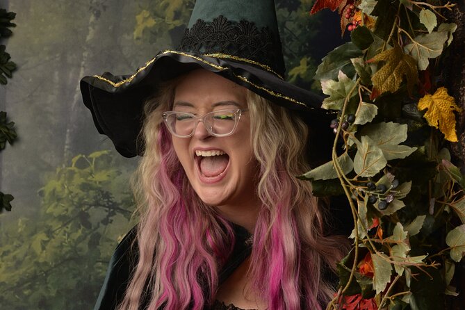 Witch Costume Photo Shoot - Olde Salem Village theatrical set - Entering the Olde Salem Village studio
